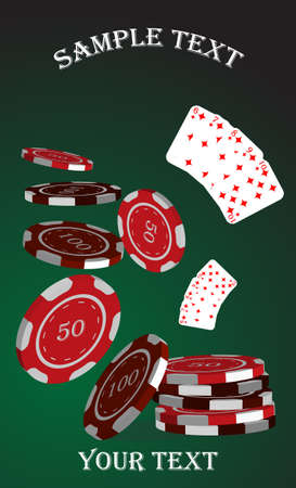 Counter banner for a casino and playing cards on green with an inscriptionのイラスト素材