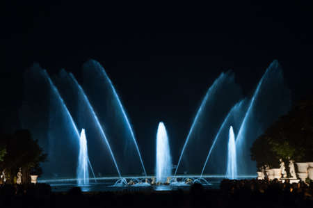 VERSAILLES - JULY 21: Night Water Jet at The Fountains Night Show on July 21, 2012 in Versaillesのeditorial素材