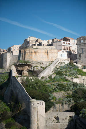 Rampart of the old town of Bonifacio, Corsica Franceの写真素材