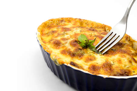 eggplant dish with folkの写真素材