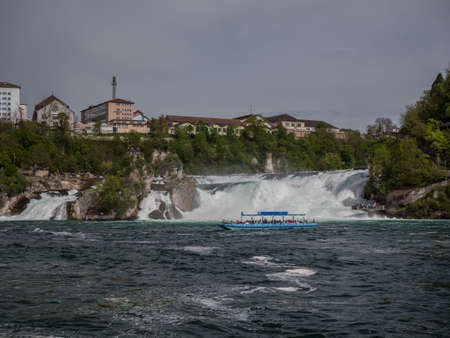 Rhine Falls in Switzerland early spring timeの写真素材