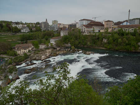 Rhine Falls in Switzerland early spring timeの写真素材