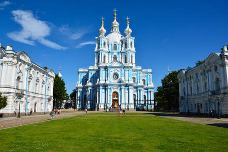 Russia St. Petersburg. Smolny Cathedral Church of the Resurrectionの写真素材