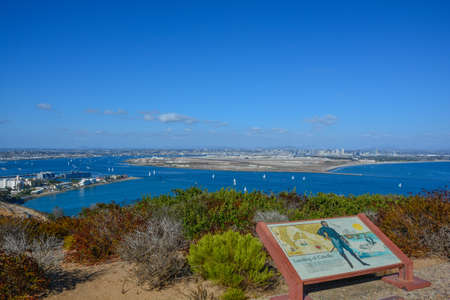 High Panorama View Bayside at Cabrillo Monument in San Diegoの写真素材