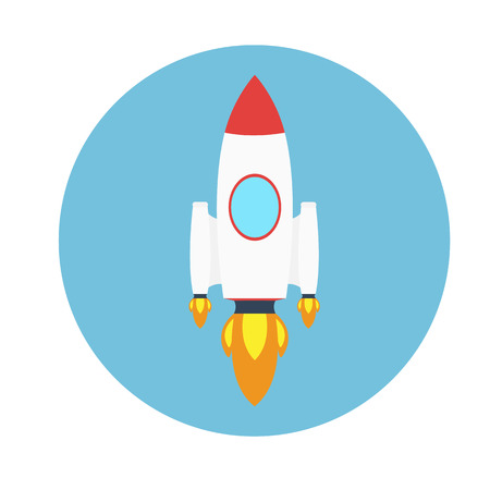 Vector Rocket Icon, Rocket ship in a flat style, Project start upのイラスト素材