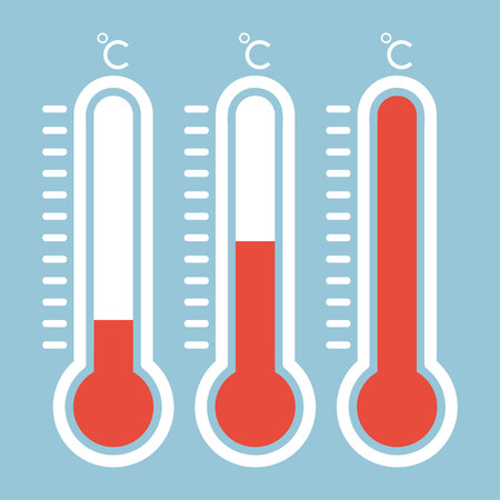 Thermometers in flat style and thermometer icon, Medical thermometer Iconのイラスト素材