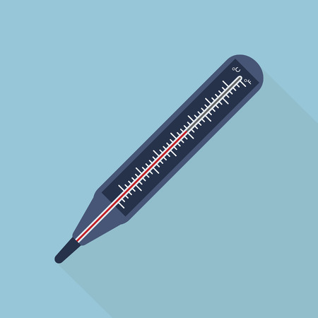 Medical thermometer or thermometer icon on flat style.のイラスト素材