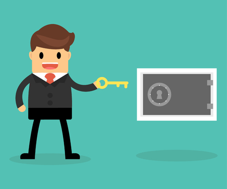 Business Concept. Businessman and Idea In Safe.のイラスト素材