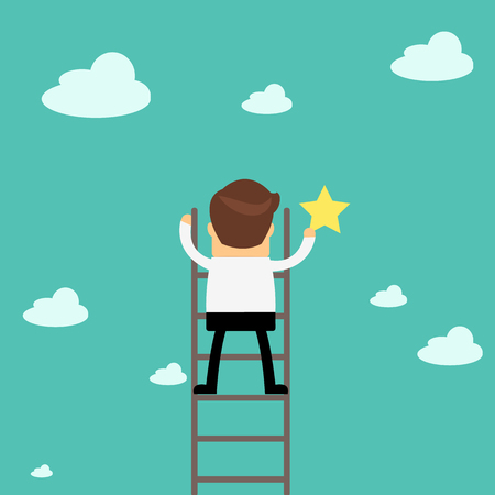 Business man catching the star show his successfulのイラスト素材