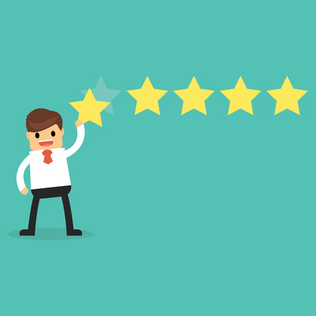 Happy businessman giving five star rating.のイラスト素材