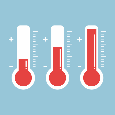 Creative concept of red thermometers with different levels.のイラスト素材