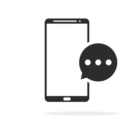 Message Icon in flat style isolated on white background. Sms symbol.のイラスト素材