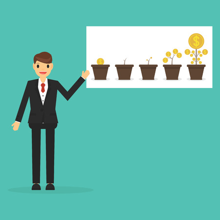businessman with money growth conceptのイラスト素材