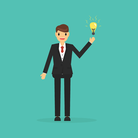 Big idea concept with businessman and light bulb.  Concept of having an ideaのイラスト素材
