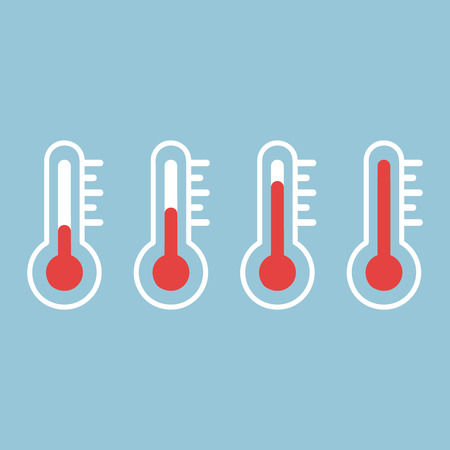 thermometers icon. illustration of thermometers with different levels, flat style.のイラスト素材