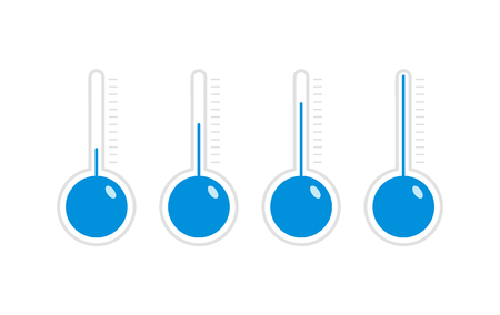 Thermometer equipment showing hot or cold weather. Thermometer Icon.Celsius and fahrenheit meteorology thermometers measuring , vector illustration. のイラスト素材