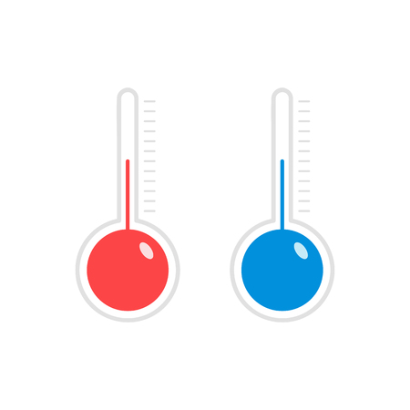 Thermometer Icon.Celsius and fahrenheit meteorology thermometers measuring heat and cold, vector illustration. Thermometer equipment showing hot or cold weather.のイラスト素材