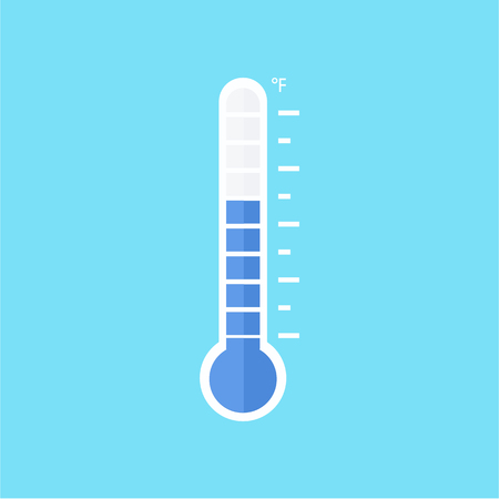 Thermometer equipment showing hot or cold weather. Thermometer Icon.Celsius and fahrenheit meteorology thermometers measuring , vector illustration.のイラスト素材