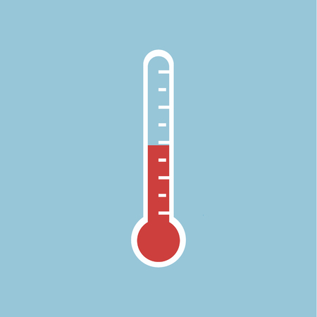 Thermometer equipment showing hot or cold weather. Thermometer Icon.Celsius and fahrenheit meteorology thermometers measuring , vector illustration.のイラスト素材