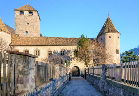 The beautiful castle entrance of  Castel Mareccio のeditorial素材