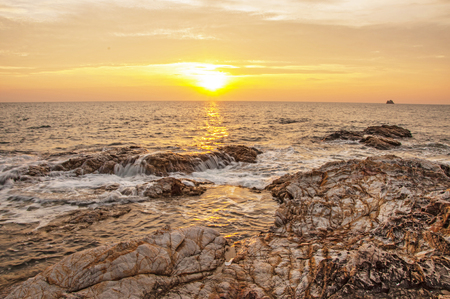 sea at morning sunshineの写真素材