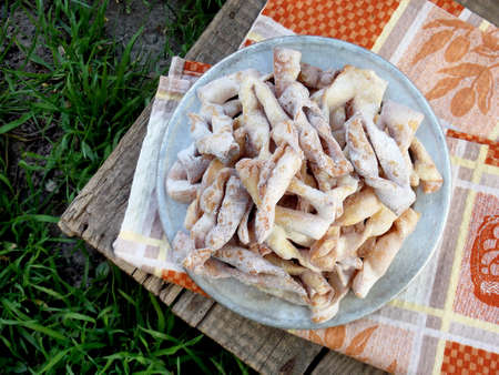 cookies firewood with sugar, hvorost or brushwoodの写真素材