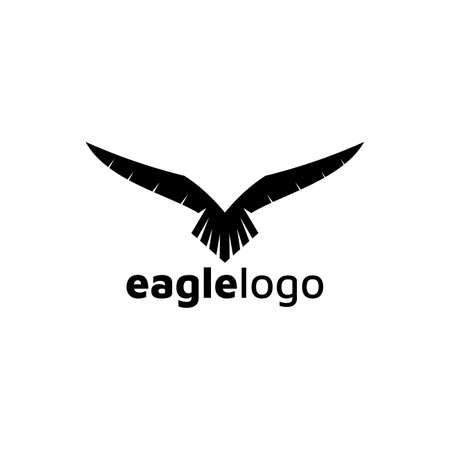 Eagle Logo design vector template negative space. Creative Wild Bird Falcon Hawk Logotype concept icon.のイラスト素材