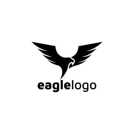 Eagle Logo design vector template negative space. Creative Wild Bird Falcon Hawk Logotype concept icon.のイラスト素材