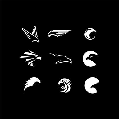 Eagle Logo design vector template negative space. Creative Wild Bird Falcon Hawk Logotype concept icon.のイラスト素材