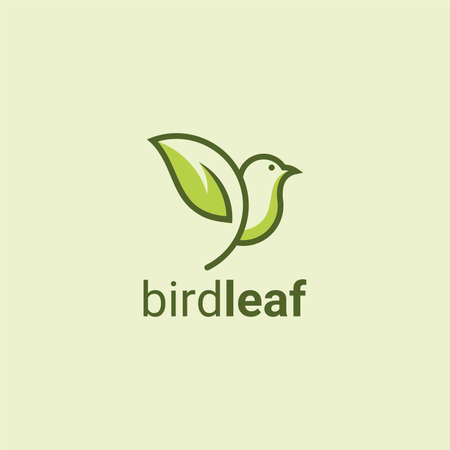 Creative luxury modern bird with green leaf logo template vector iconのイラスト素材
