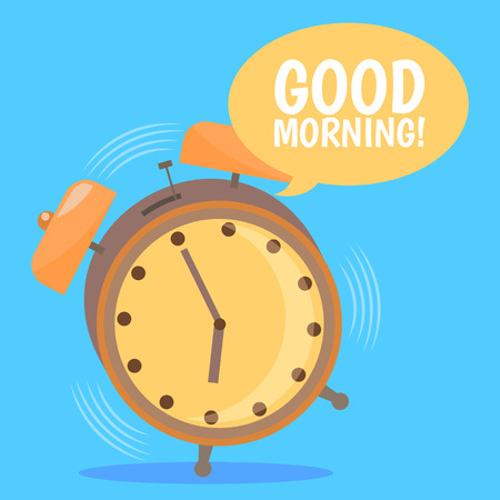 Ringing Alarm Clock. Good Morning. Flat Design.のイラスト素材