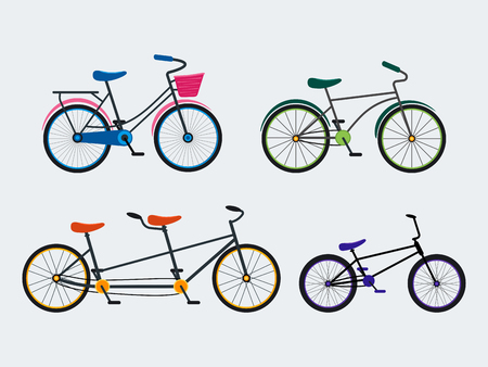 Colorful Bicycle Set Isolated on White Background.のイラスト素材