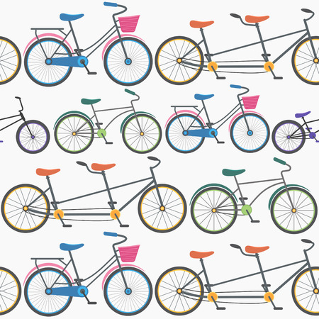 Colorful Bicycle Background Pattern on White Background. Vector illustrationのイラスト素材