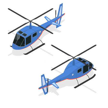 Helicopter Fast Air Passenger Transport Isometric View. Vector illustrationのイラスト素材