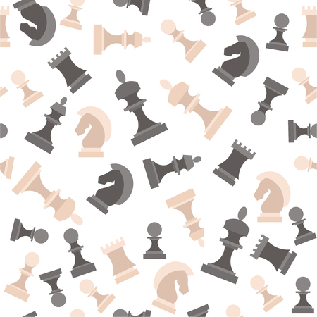 Chess Pieces. Figures Black and White Background Pattern. Vector illustrationのイラスト素材