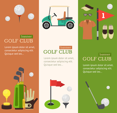 Golf Club Banner Vertical Set Flat Design Style. Vector illustrationのイラスト素材
