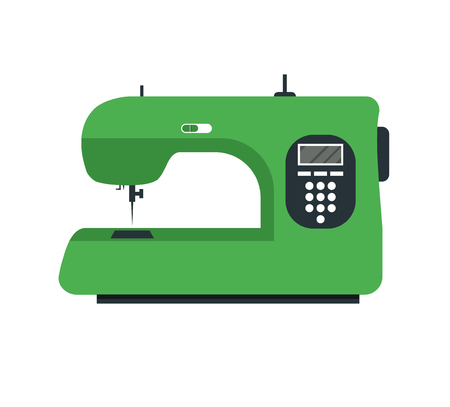 Green Electric Sewing Machine. Flat Design Style.のイラスト素材