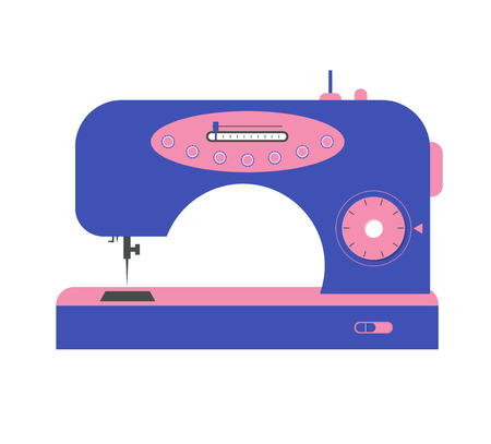 Colorful Electric Sewing Machine. Flat Design Style.のイラスト素材