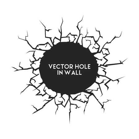 Black Hole in the Wall and Cracks with Place for Your Text.  illustrationのイラスト素材