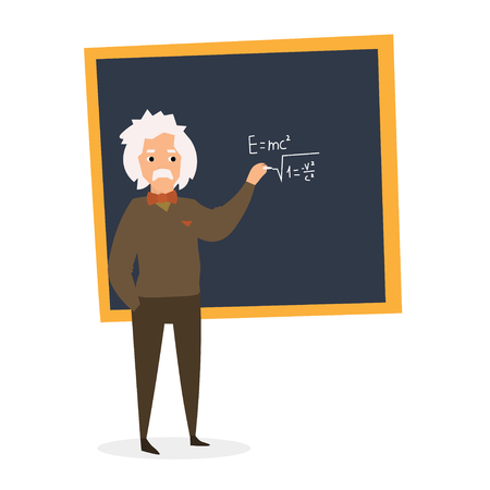 Scientist at the Blackboard. Design Style. Vector illustrationのイラスト素材