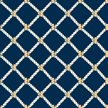 Nautical Rope Knot Background Pattern on Dark Blue. Vector illustrationのイラスト素材