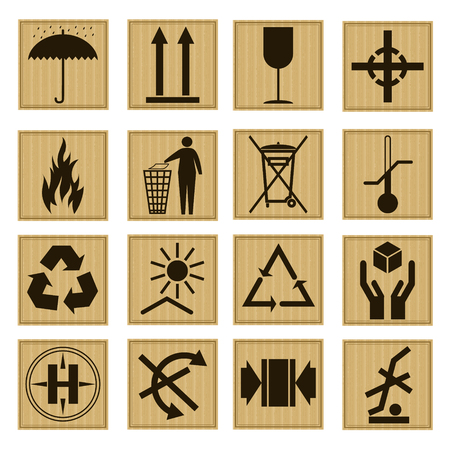 Pack Icon Set Symbol on The Cardboard Box for Transportation and Delivery. Vector illustrationのイラスト素材