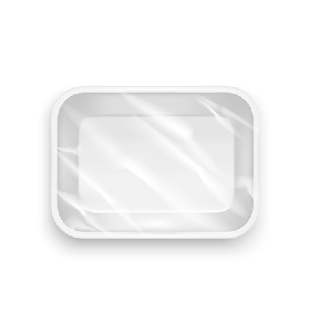 Template Blank White Plastic Food Container. Realistic Empty Mock Up Vector illustrationのイラスト素材