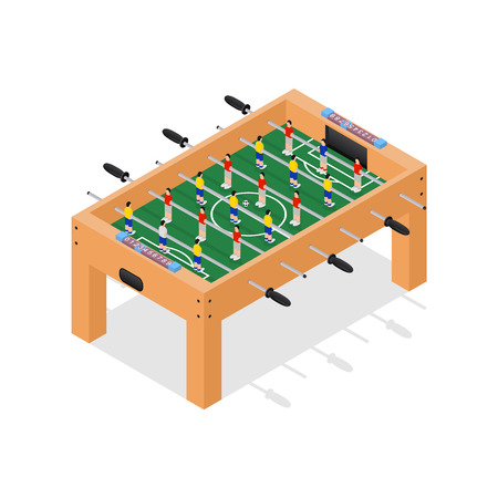 Table Football Game Hobby or Leisure Isometric View. Vector illustrationのイラスト素材