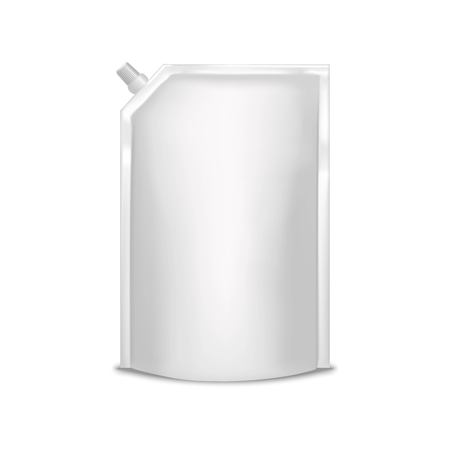 Template Blank White Foil Bag Packaging With Lid Doy Pack. Realistic Empty Mock Up Vector illustrationのイラスト素材