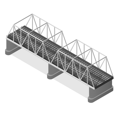 Steel Railway Bridge Isometric View Construction Basic Use for Web and Mobile. Vector illustrationのイラスト素材