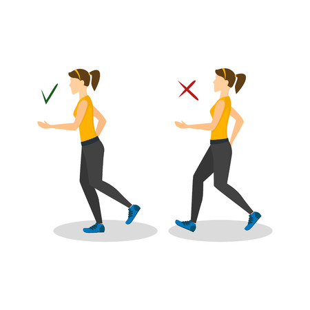 Correct or Incorrect Positions for Running. Vectorのイラスト素材
