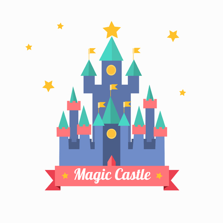 Cartoon Magic Castle Fairytale Medieval House. Vectorのイラスト素材