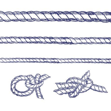 Sea Knot Rope Set Hand Draw Sketch. Vectorのイラスト素材