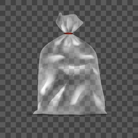 Template Blank Transparent Polyethylene Pack Bag. Vectorのイラスト素材